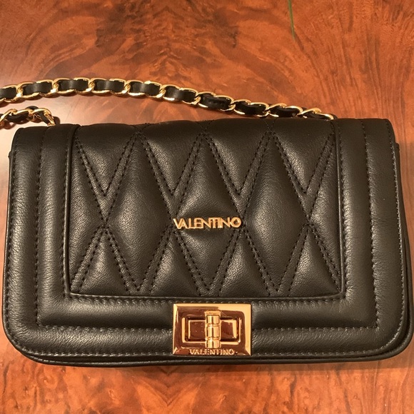 Valentino Leather Shoulder Bag Gold/Leather Chain - Picture 12 of 12